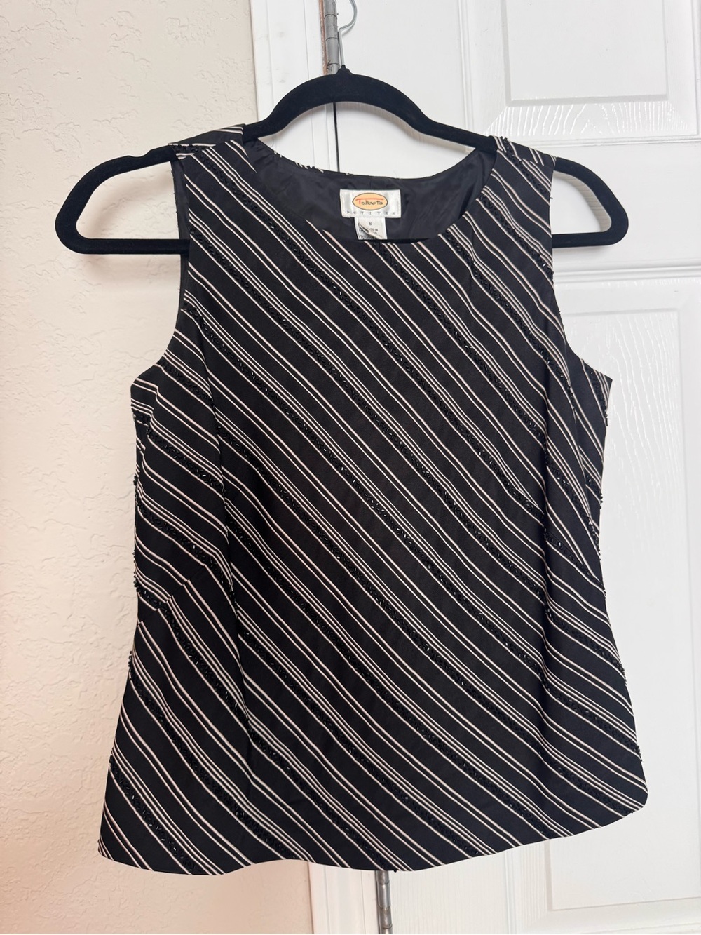 Vintage Talbots Black Striped Sleeveless Top